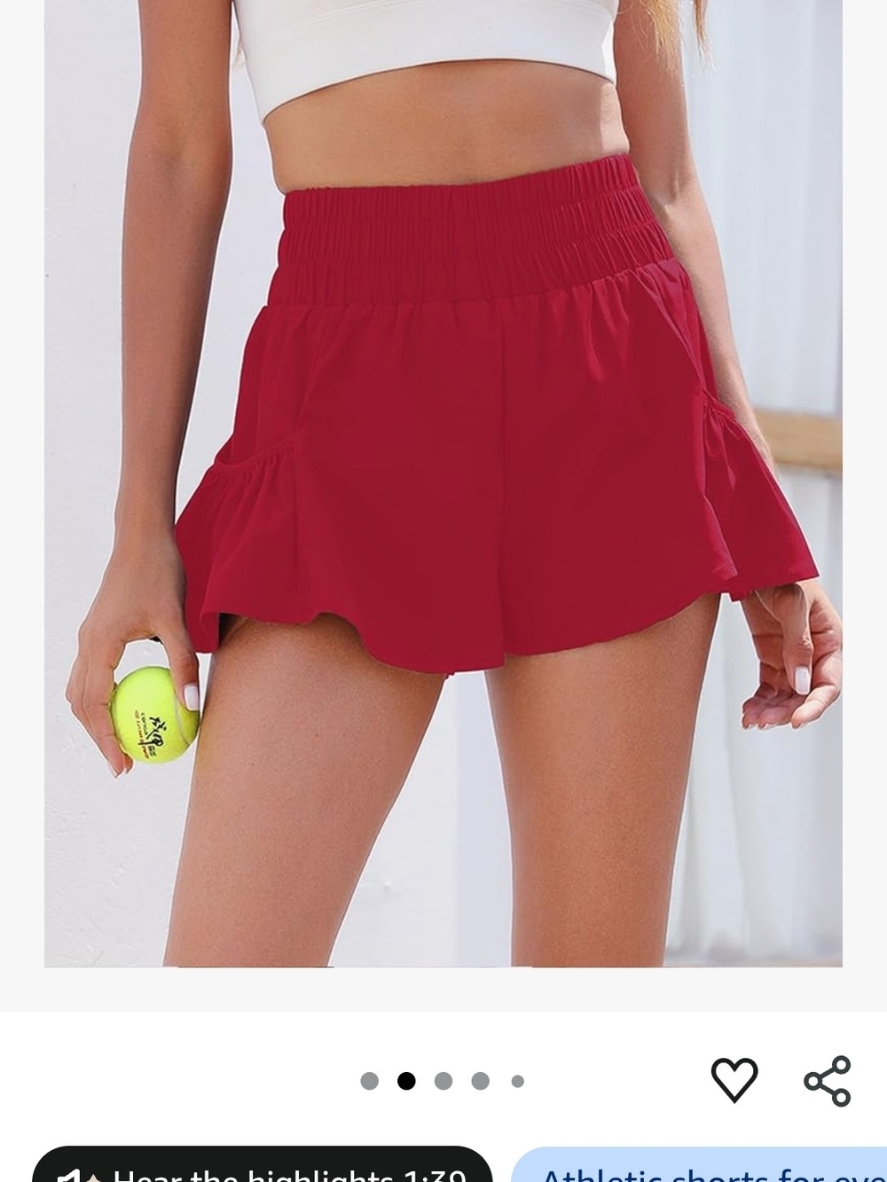 High-Waist Red Ruffle Active Shorts